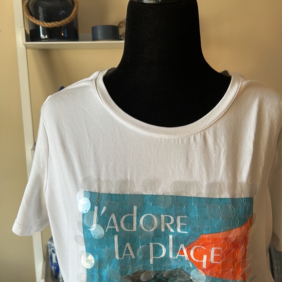 COCO Y CLUB short sleeve t shirt with sequins size extra large - Picture 2 of 9